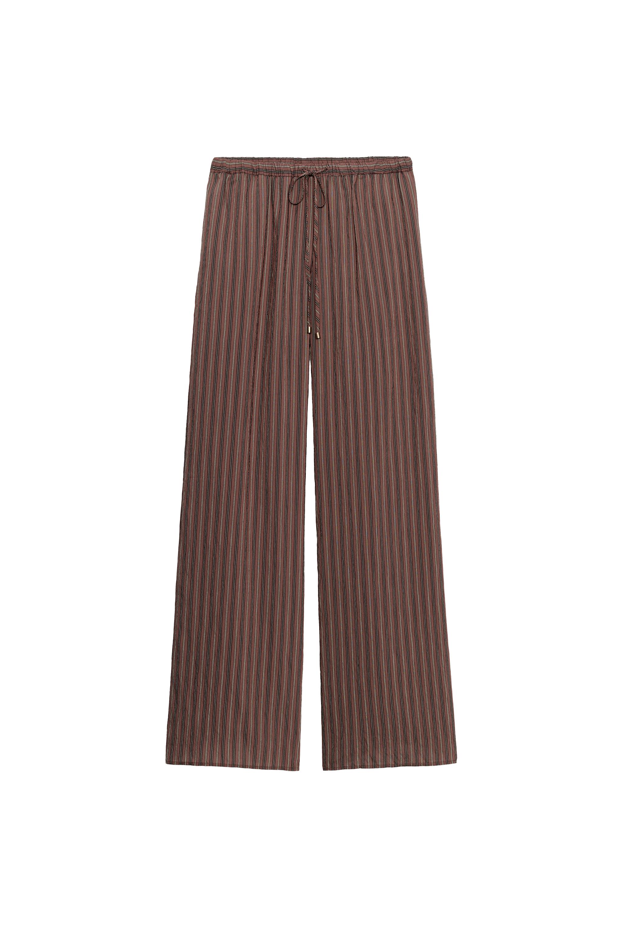 STRIPED WIDE-LEG PANTS